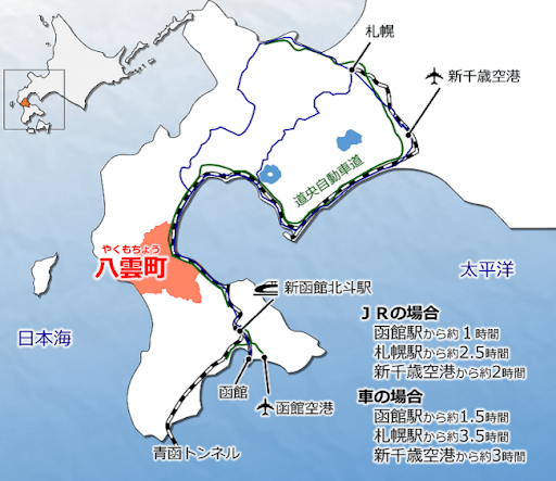 八雲町のマップ