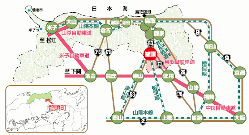 智頭町のアクセスマップ