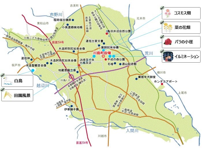 埼玉県川島町の地図