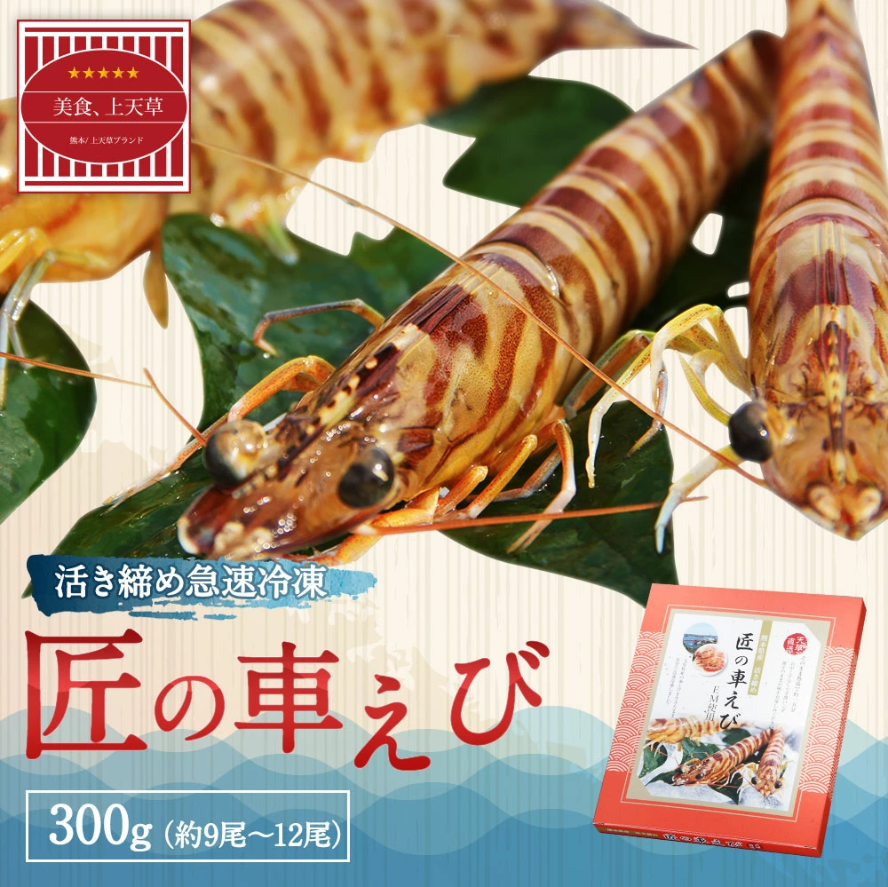 匠の車えび 活き締め急速冷凍 300g 約9尾〜
