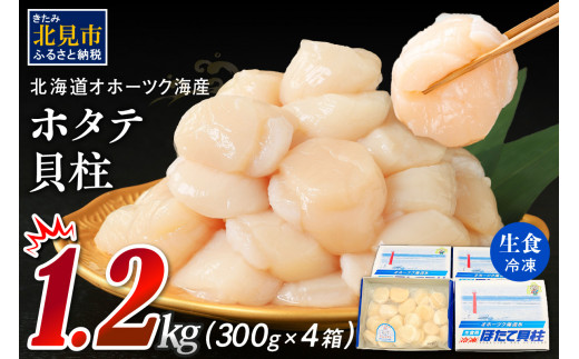 海道オホーツク海産ホタテ貝柱1.2kg生食用