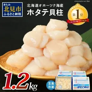 北海道オホーツク海産ホタテ貝柱 1.2kg 生食