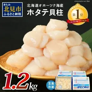 北海道オホーツク海産ホタテ貝柱 1.2kg 生食用 小分け(300g×4箱)