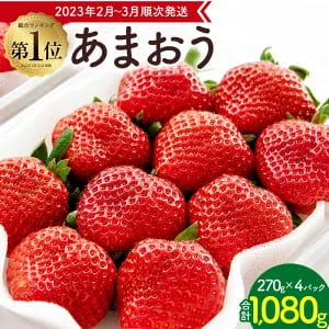 【ふるさと納税】数量限定 福岡県産 あまおう 合計1080g 270g×4パック いちご 苺 イチゴ フルーツ 果物 福岡県産 九州 国産 送料無料 【2月〜3月順次発送】