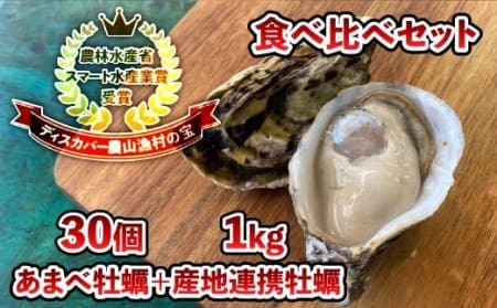 あまべ牡蠣 30個 ＆ 産地連携牡蠣 約1kg 