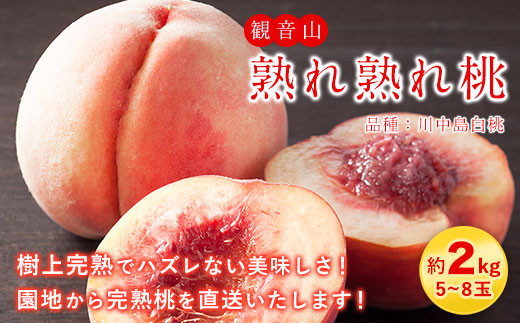 観音山熟れ熟れ桃（川中島白桃）2kg
