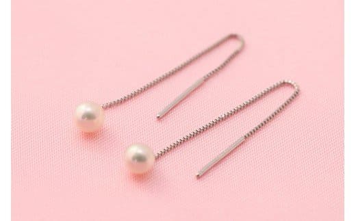 O-47アコヤ真珠ピアス（プラチナチェーンタイプ
