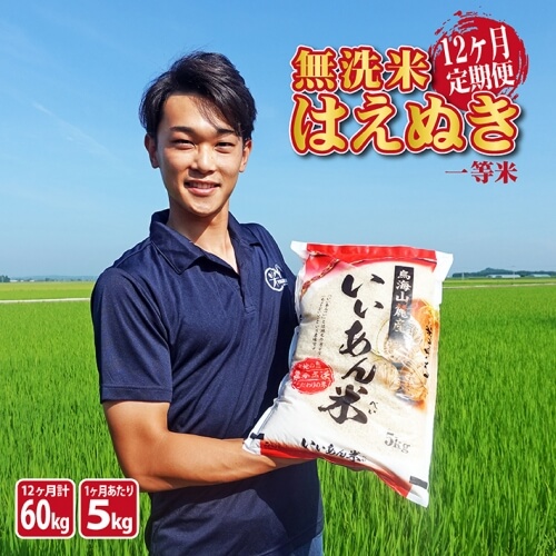 12回定期便】無洗米はえぬき　5kg×12回(計